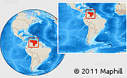 Shaded Relief Location Map of Venezuela, within the entire continent