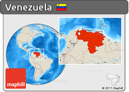 Shaded Relief Location Map of Venezuela