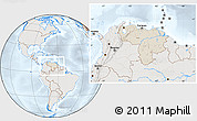 Shaded Relief Location Map of Venezuela, lighten, semi-desaturated