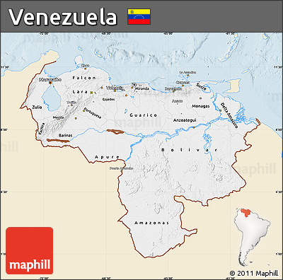 Classic Style Map of Venezuela, single color outside