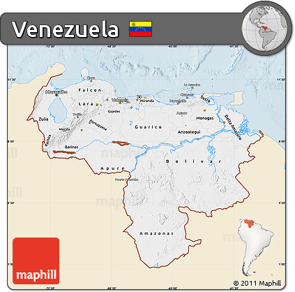 Classic Style Map of Venezuela, single color outside