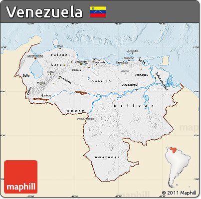 Classic Style Map of Venezuela, single color outside
