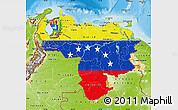 Flag Map of Venezuela, physical outside