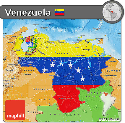 Flag Map of Venezuela, political shades outside