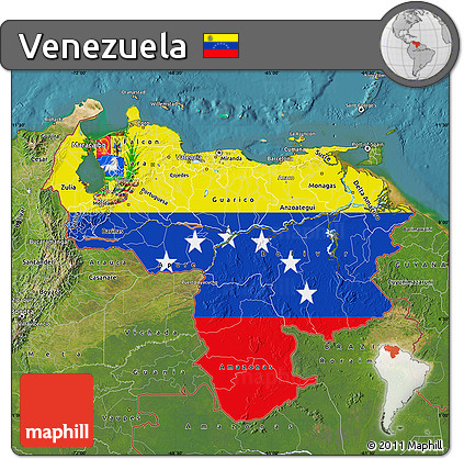 Flag Map of Venezuela, satellite outside