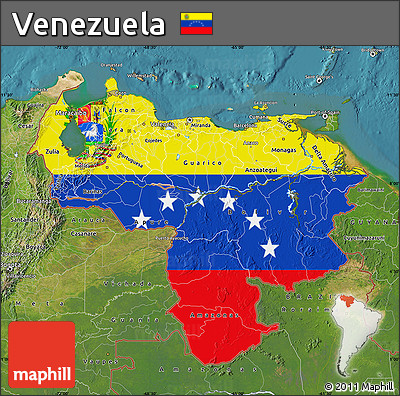 Flag Map of Venezuela, satellite outside