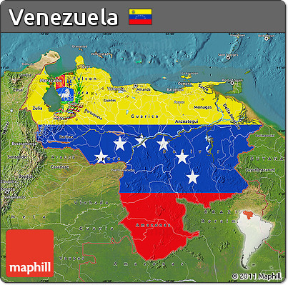 Flag Map of Venezuela, satellite outside