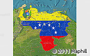 Flag Map of Venezuela, satellite outside