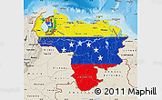 Flag Map of Venezuela, shaded relief outside