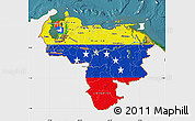 Flag Map of Venezuela, single color outside, satellite sea