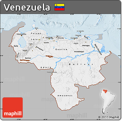 Gray Map of Venezuela, single color outside