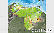 Physical Map of Venezuela, darken, semi-desaturated, land only