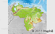 Physical Map of Venezuela, lighten, desaturated, land only