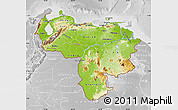 Physical Map of Venezuela, lighten, desaturated