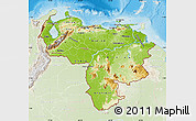 Physical Map of Venezuela, lighten, land only