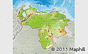 Physical Map of Venezuela, lighten, semi-desaturated, land only