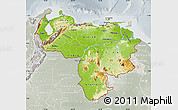 Physical Map of Venezuela, lighten, semi-desaturated