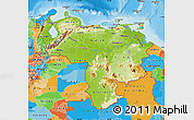 Physical Map of Venezuela, political outside, shaded relief sea