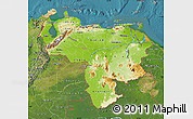 Physical Map of Venezuela, satellite outside