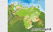 Physical Map of Venezuela, satellite outside, shaded relief sea