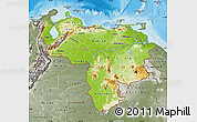 Physical Map of Venezuela, semi-desaturated, land only