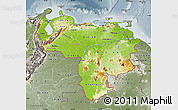 Physical Map of Venezuela, semi-desaturated
