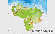 Physical Map of Venezuela, single color outside, bathymetry sea, shaded relief sea