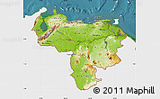 Physical Map of Venezuela, single color outside, satellite sea