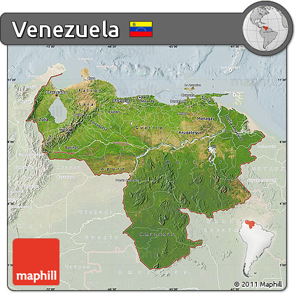 Satellite Map of Venezuela, lighten