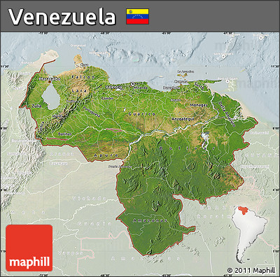 Satellite Map of Venezuela, lighten