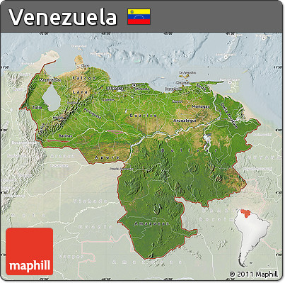 Satellite Map of Venezuela, lighten