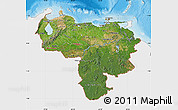 Satellite Map of Venezuela, single color outside, bathymetry sea, shaded relief sea