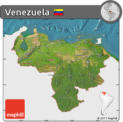 Satellite Map of Venezuela, single color outside