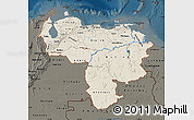 Shaded Relief Map of Venezuela, darken