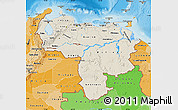 Shaded Relief Map of Venezuela, political shades outside, shaded relief sea