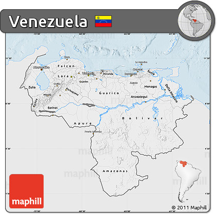 Silver Style Map of Venezuela, single color outside