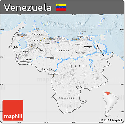Silver Style Map of Venezuela, single color outside