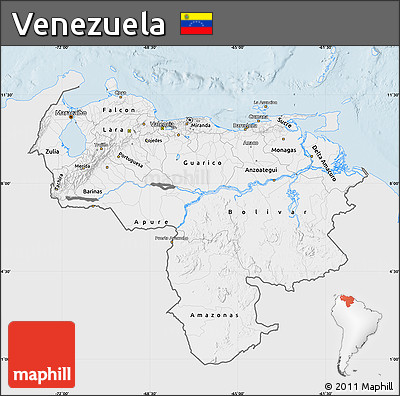 Silver Style Map of Venezuela, single color outside