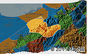Political 3D Map of Caracciolo Parra Olmedo, darken