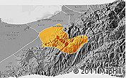 Political 3D Map of Caracciolo Parra Olmedo, desaturated
