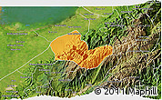 Political 3D Map of Caracciolo Parra Olmedo, satellite outside
