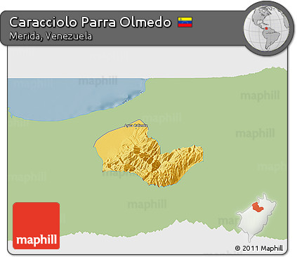 Savanna Style 3D Map of Caracciolo Parra Olmedo, single color outside