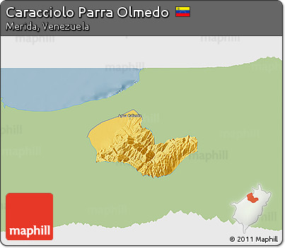 Savanna Style 3D Map of Caracciolo Parra Olmedo, single color outside