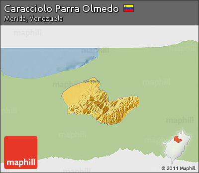 Savanna Style 3D Map of Caracciolo Parra Olmedo, single color outside