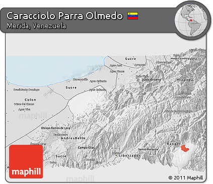 Silver Style 3D Map of Caracciolo Parra Olmedo