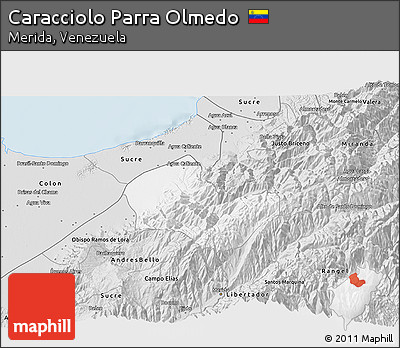 Silver Style 3D Map of Caracciolo Parra Olmedo