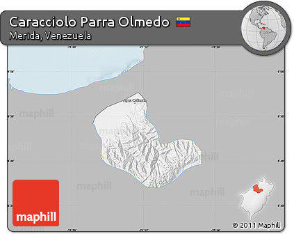 Gray Map of Caracciolo Parra Olmedo, single color outside