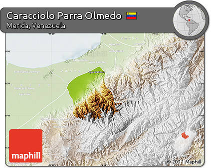 Physical Map of Caracciolo Parra Olmedo, lighten