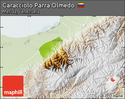 Physical Map of Caracciolo Parra Olmedo, lighten