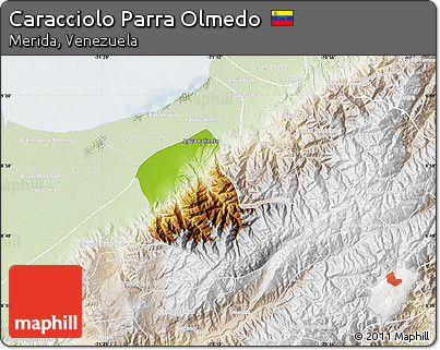 Physical Map of Caracciolo Parra Olmedo, lighten